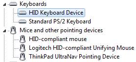 Keyboards and Mice in Device Manager