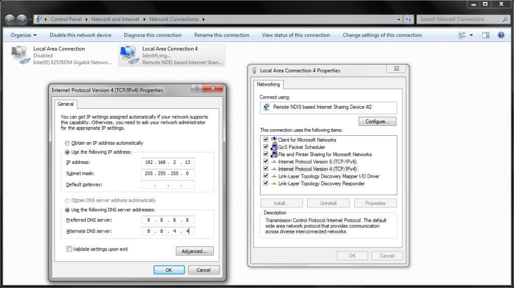 Windows network settings